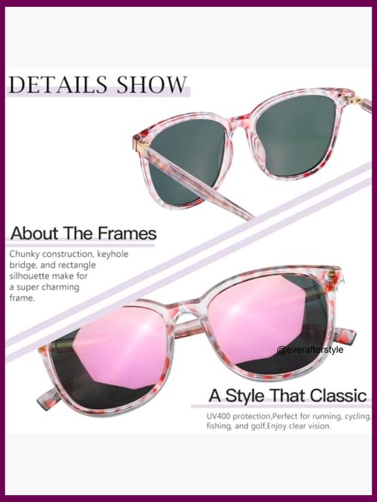 Mirrored Polarized Sunglasses with UV Protection, Cat Eye Oversized Frame main image 4